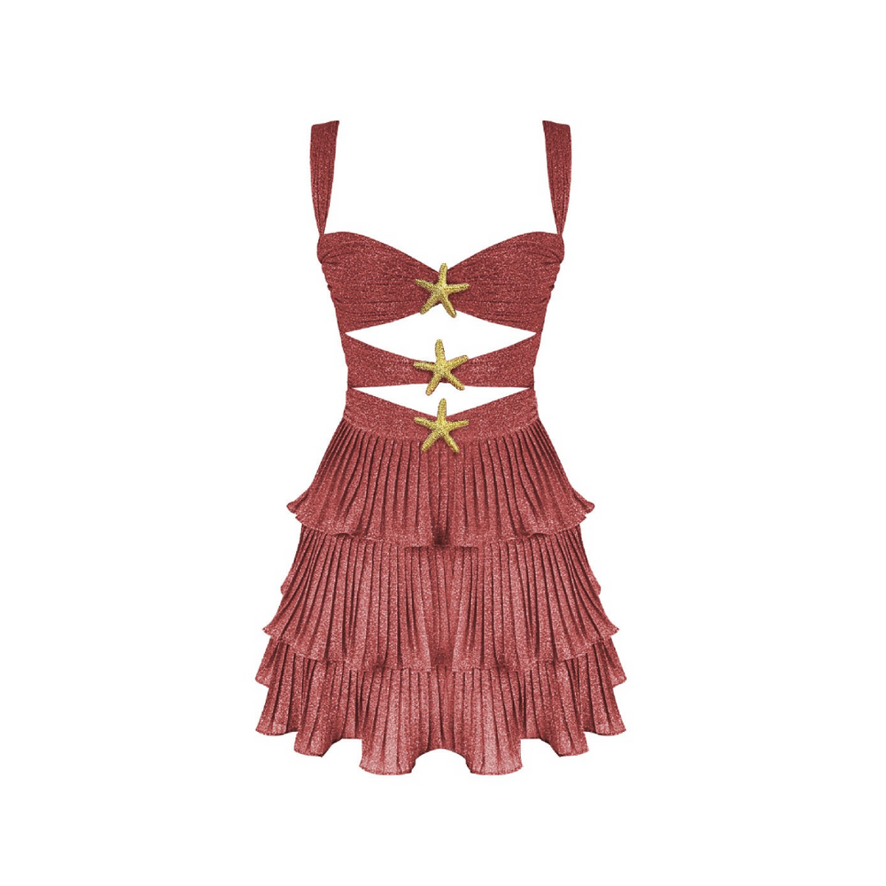 Levoire | Robe À Volants À Découpe Avec Détails D'Étoile De Mer Rot