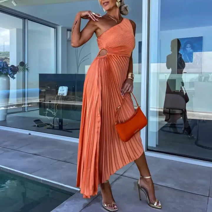 Levoire | Robe plissée à une épaule Orange