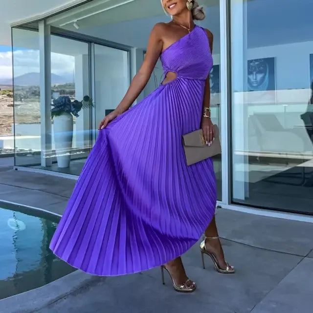 Levoire | Robe plissée à une épaule Lila
