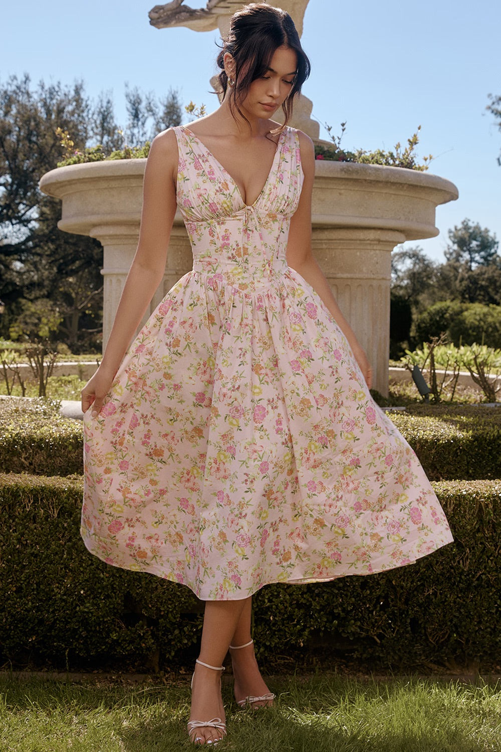 Levoire | Robe Dt Fr Looks De Loisirs Lgants Fleurs jaunes