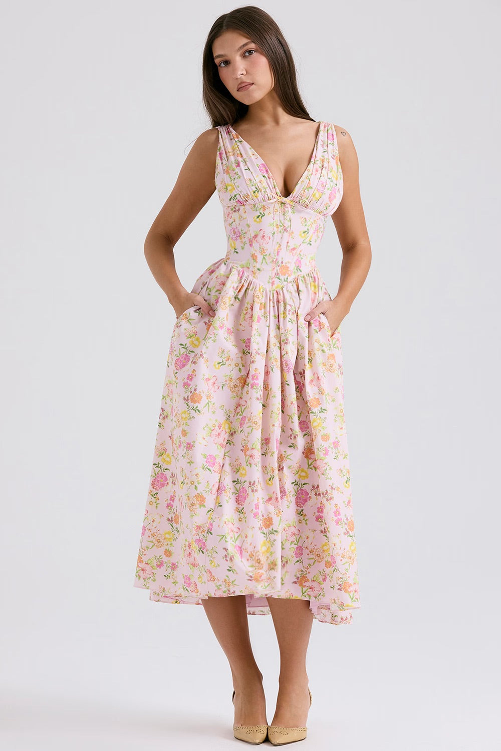 Levoire | Robe Dt Fr Looks De Loisirs Lgants Rosa Fleurs