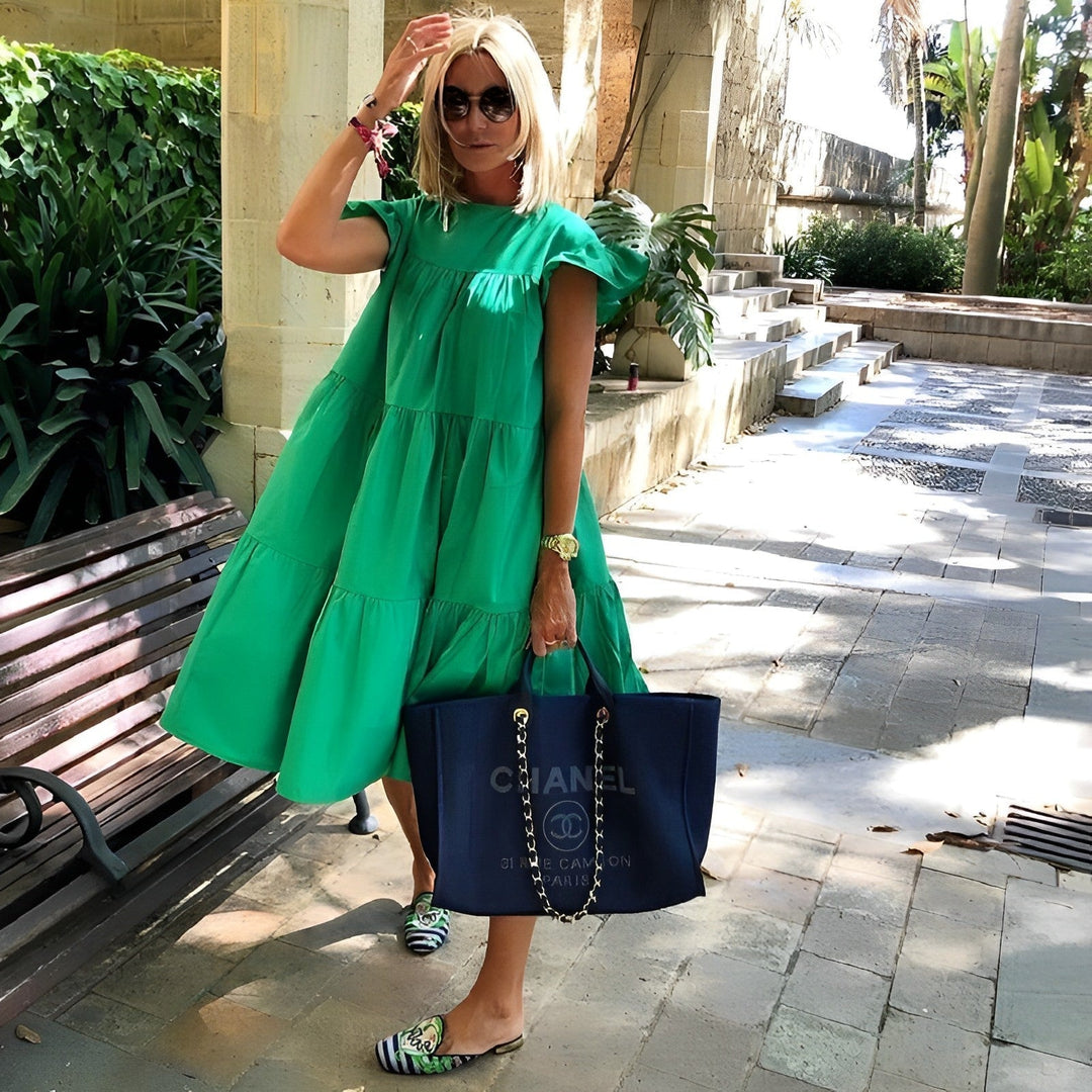 Levoire | Robe Mi-Longue Avec Des Manches Froncées Vert