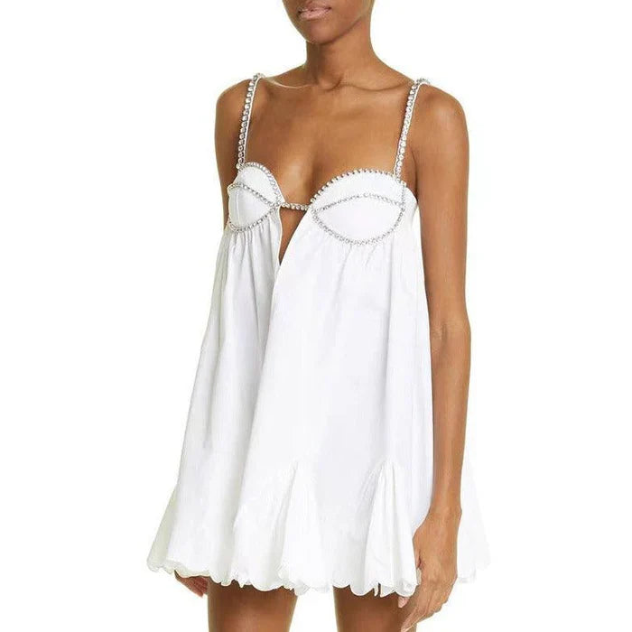 Levoire | Paris Popeline Mini Robe À Ourlet Festonné