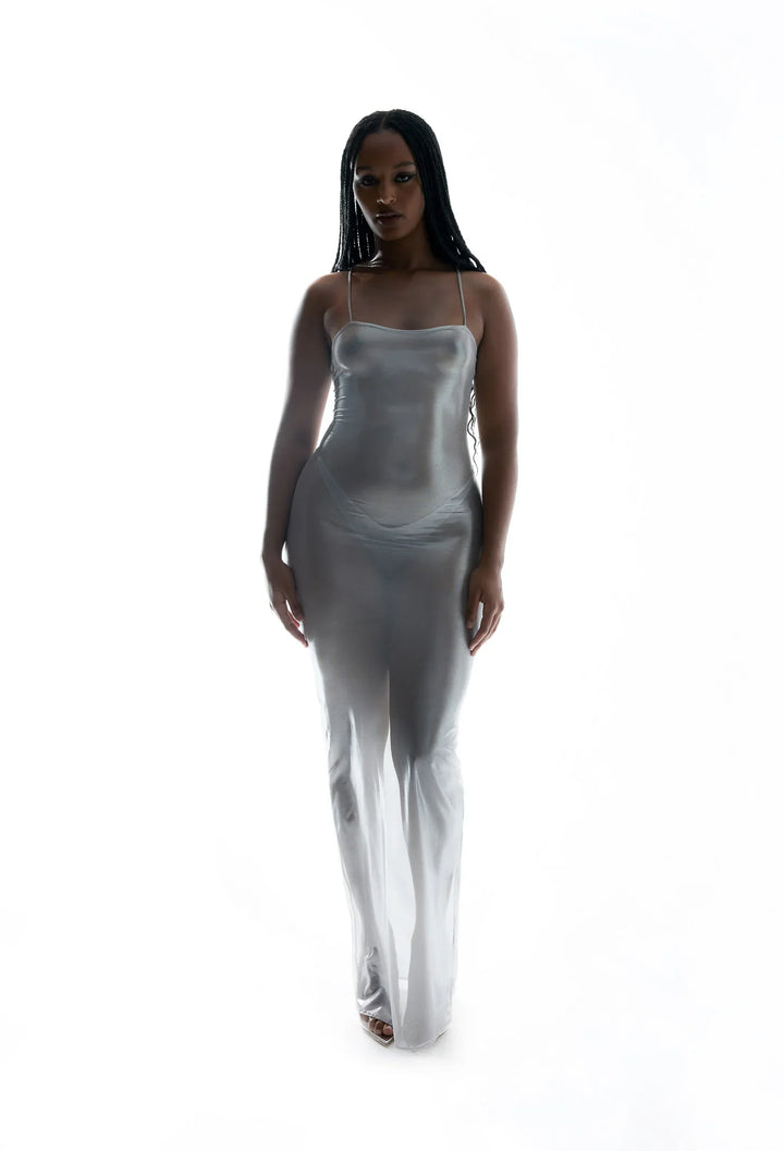 Levoire | Robe Maxi Métallique Transparente