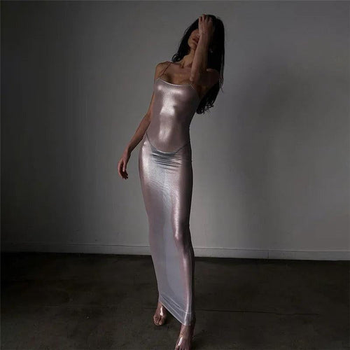 Levoire | Robe Maxi Métallique Transparente