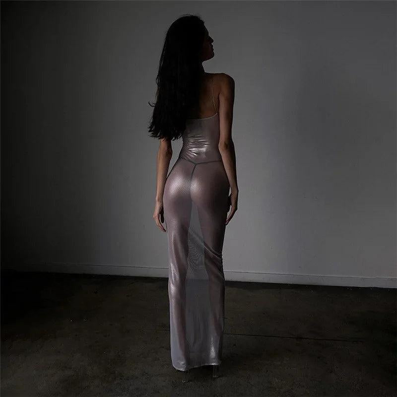 Levoire | Robe Maxi Métallique Transparente