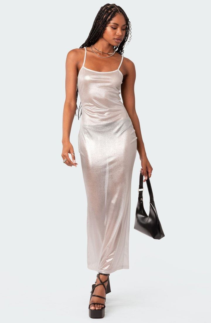 Levoire | Robe Maxi Métallique Transparente