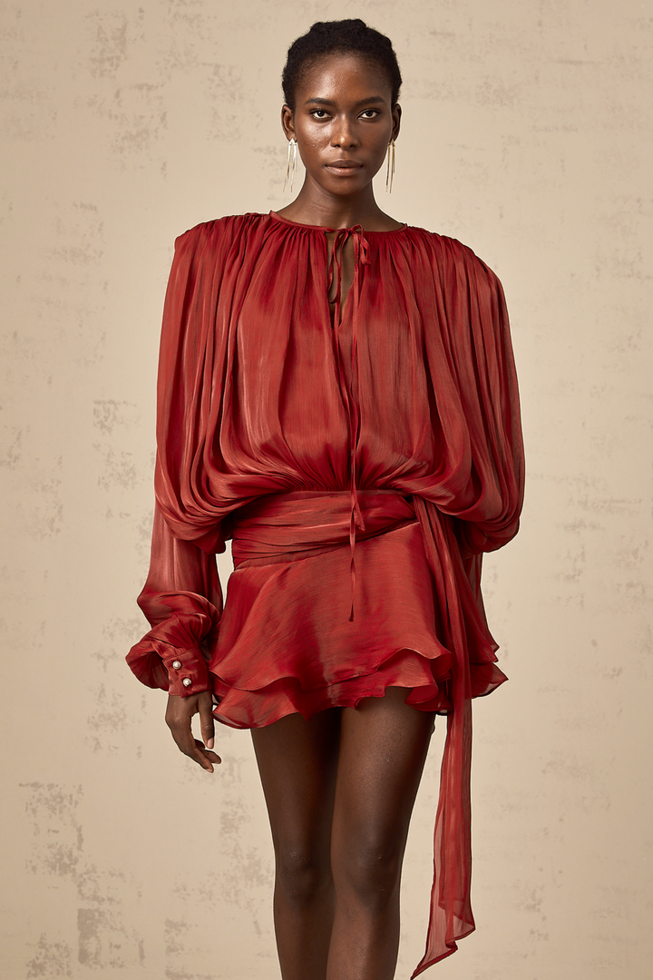 Levoire | Plissé T-Shirt À Volants Mini Robe