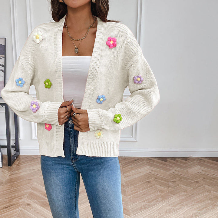 Levoire | Gilet Brodé Floral 3D Pour Femmes Blanc
