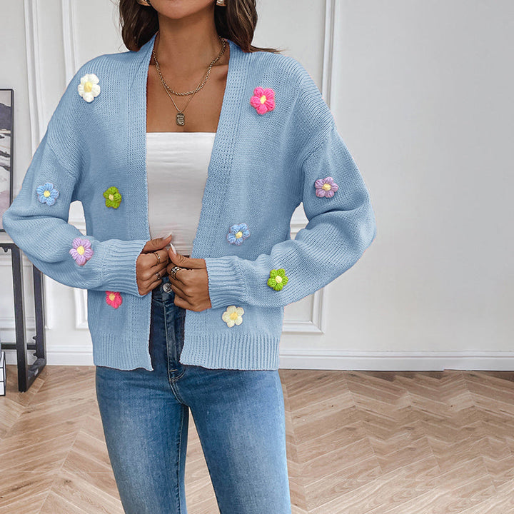 Levoire | Gilet Brodé Floral 3D Pour Femmes Bleu