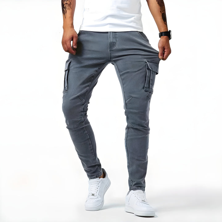 Levoire | Rento Slim Fit Pantalons Cargo en Denim avec Poches Latérales
