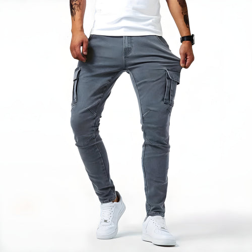 Levoire | Rento Slim Fit Pantalons Cargo en Denim avec Poches Latérales
