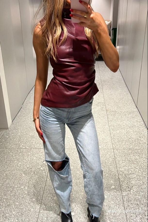 Levoire | Top En Cuir Slim Fit De Luxe
