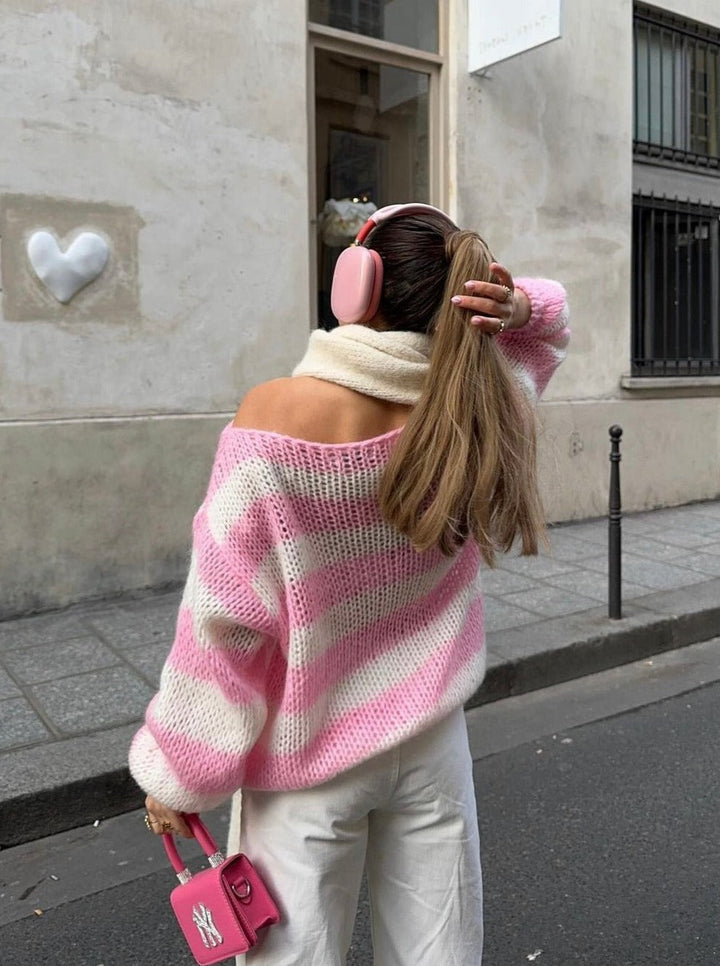 Levoire | Rayé Tricot Intemporel Et Confortable Rosa