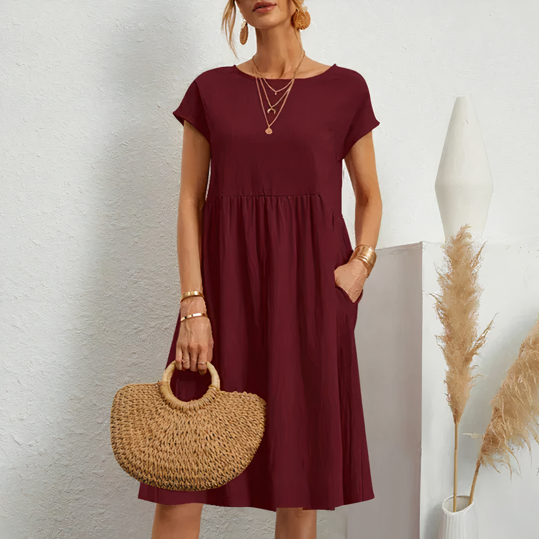 Levoire | Robe D'Été Mi-Mollet Avec Poches Châtaignier brun