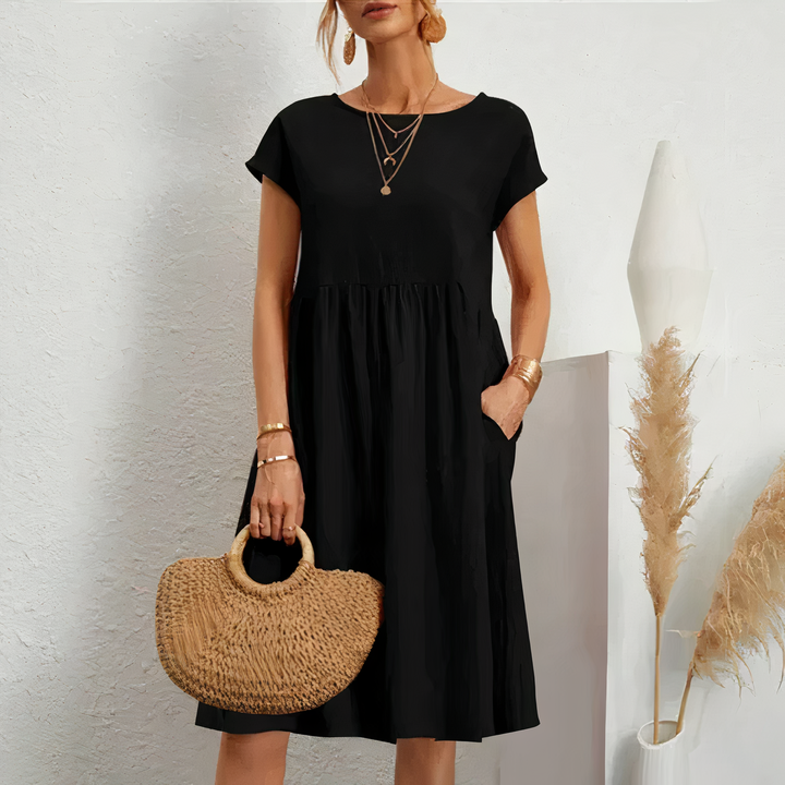 Levoire | Robe D'Été Mi-Mollet Avec Poches Noir