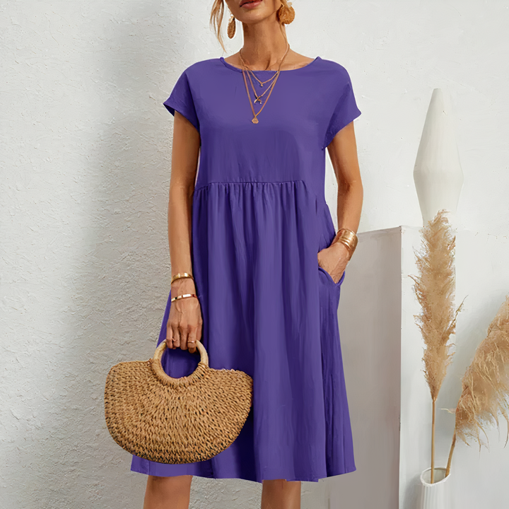 Levoire | Robe D'Été Mi-Mollet Avec Poches Lila