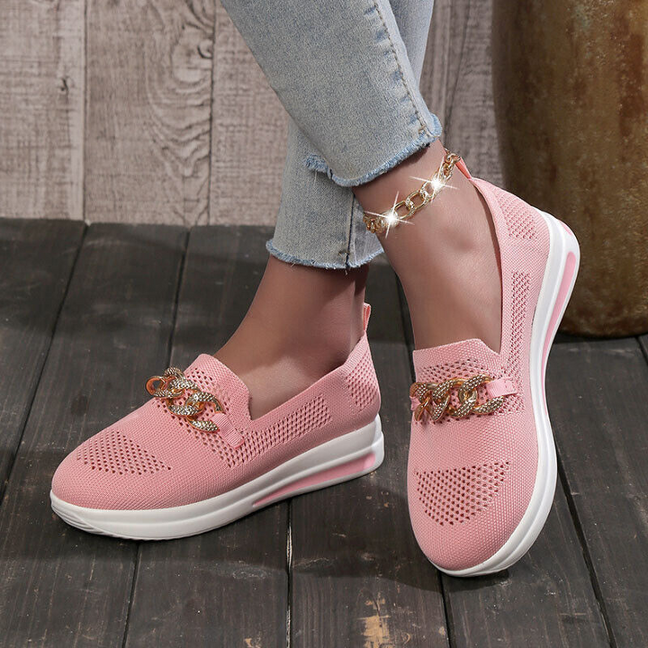 Levoire | Chaussure Mocassins Élégante Avec Détail De Chaîne Pour Femmes Rosa