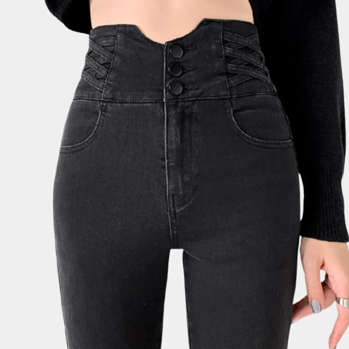 Levoire | Slim Fit High Street Jeans Pour Femmes Noir