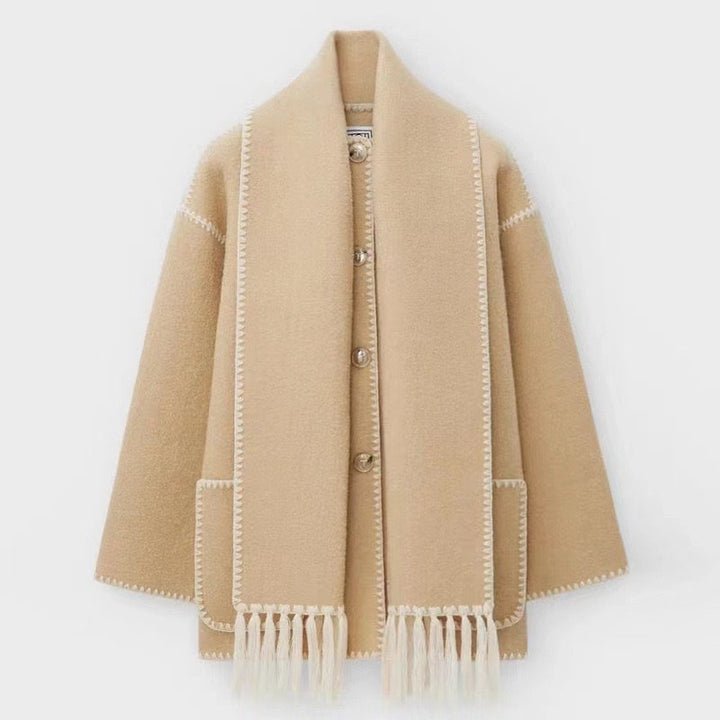 Levoire | Veste En Laine Confortable Avec Cape Khaki