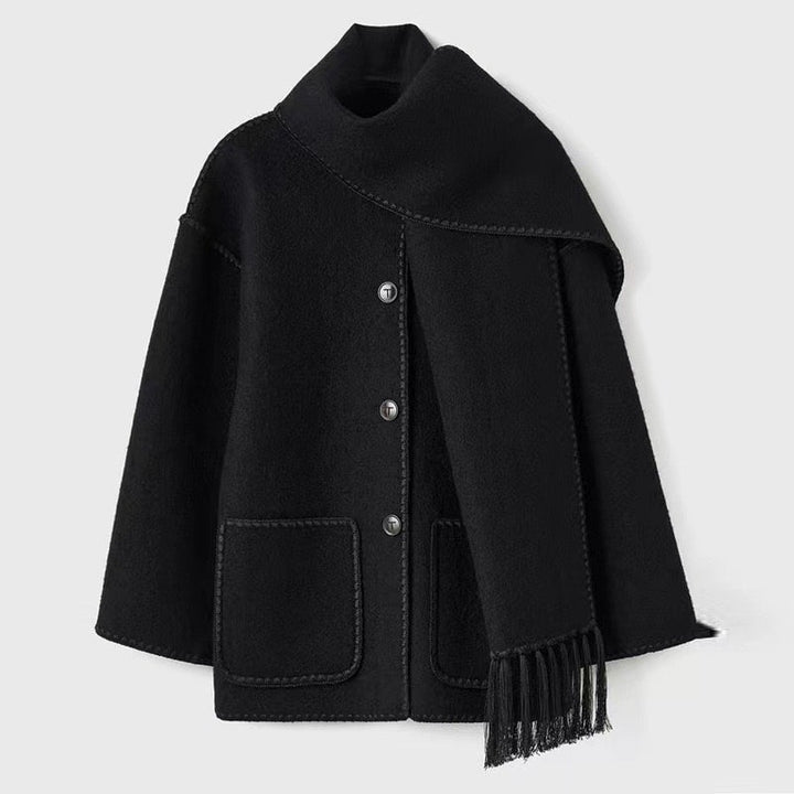 Levoire | Veste En Laine Confortable Avec Cape Noir