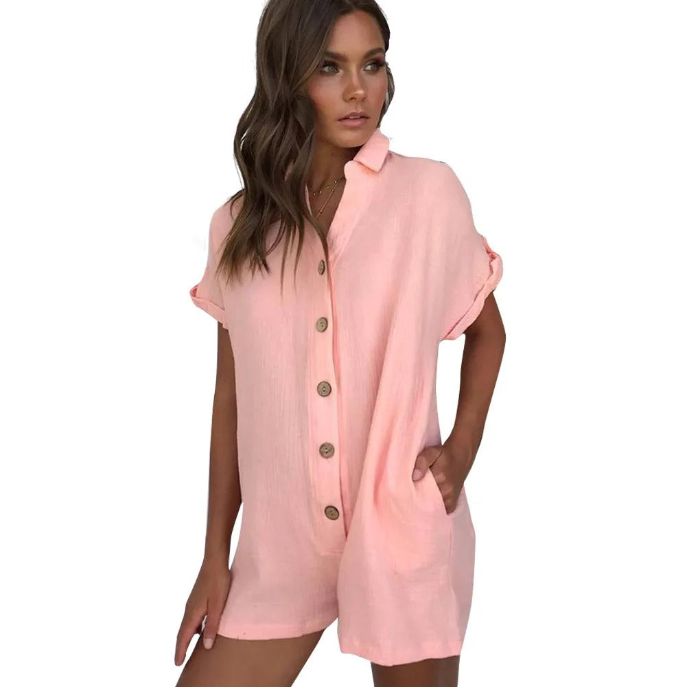 Levoire | Combinaison À Manches Courtes Avec Boutons Pour Femmes Rosa