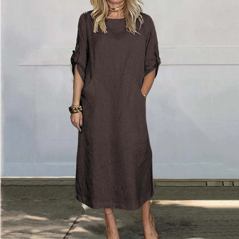 Levoire | Robe Midi Avec Poches Pour Femmes Brun foncé