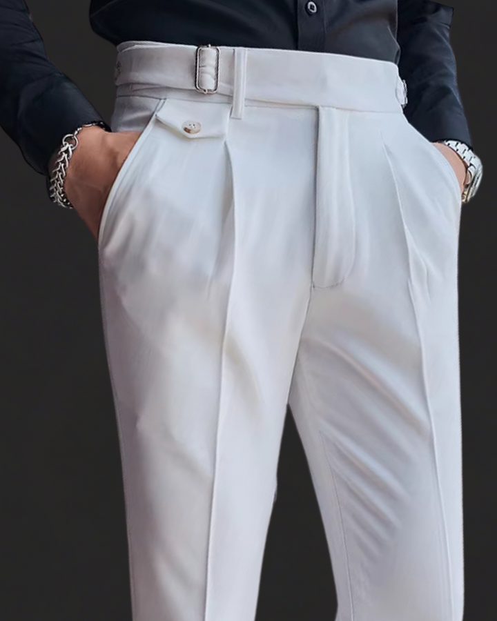 Levoire | Pantalons Élégants Récolte De Vin Style Britannique Et Coupe Confortable Blanc