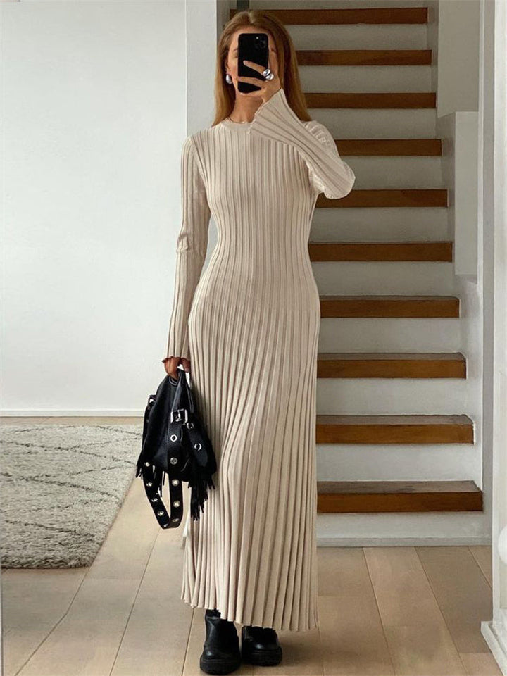 Levoire | Robe Maxi En Tricot Élégante Avec Détail En Nœud Beige
