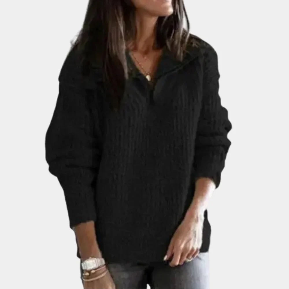 Levoire | Pull Confortable Stylé À Demi-Zip Pour Femmes Noir