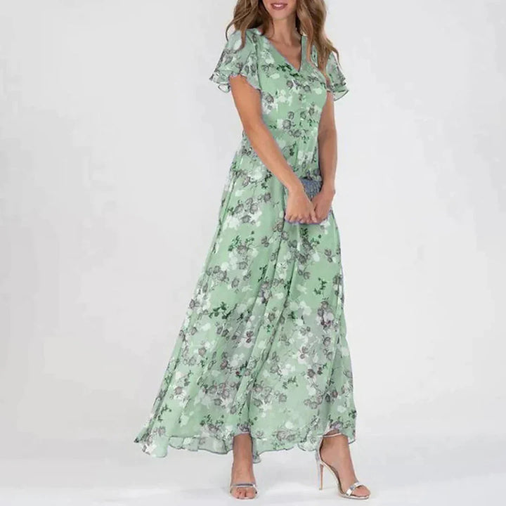 Levoire | Récolte De Vin Robe Maxi À Motif Floral Vert