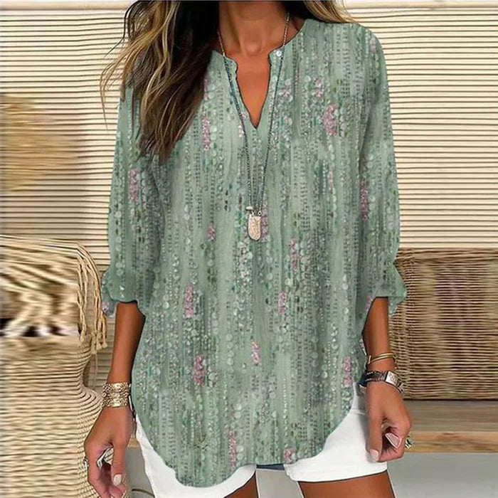 Levoire | Blouse Avec Bonheur Végétal Vert Et Décolleté En N