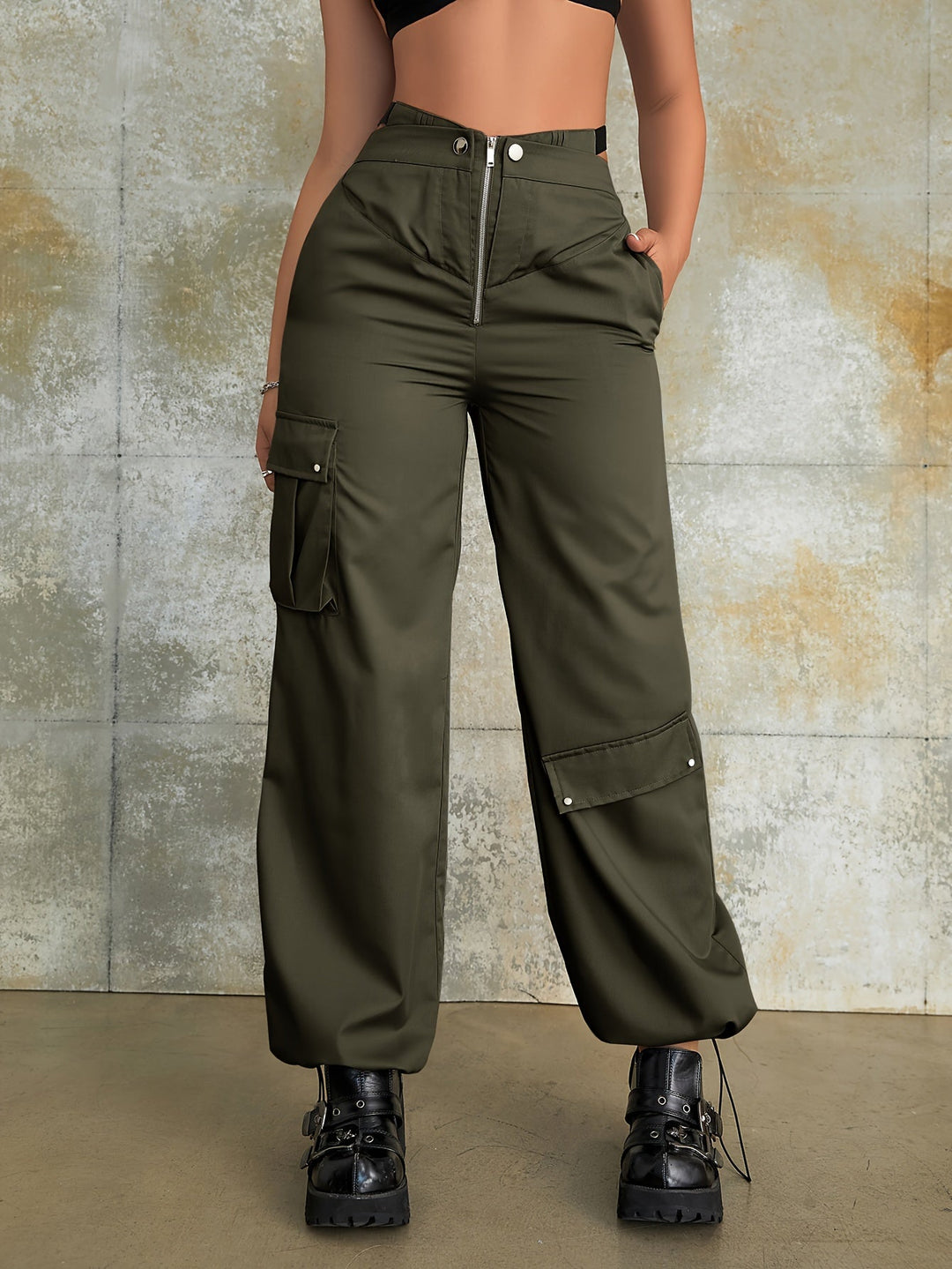 Levoire | Pantalon Cargo À Taille Haute Tendance Avec Détails De Poches