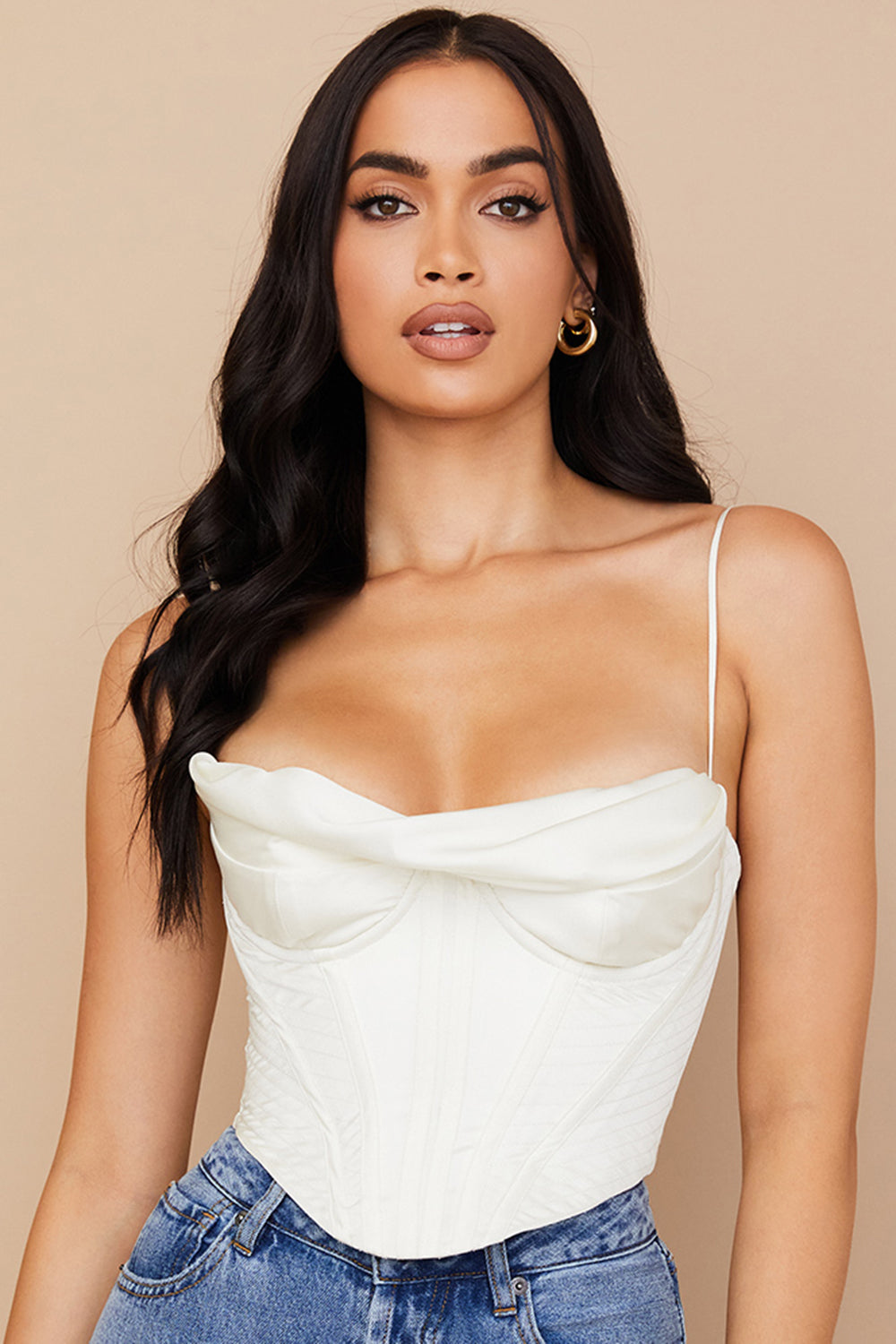 Levoire | Couleur Blanche Corset Extensible En Satin