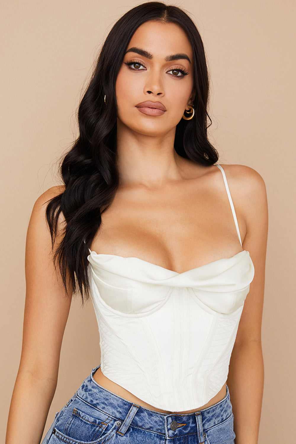 Levoire | Couleur Blanche Corset Extensible En Satin