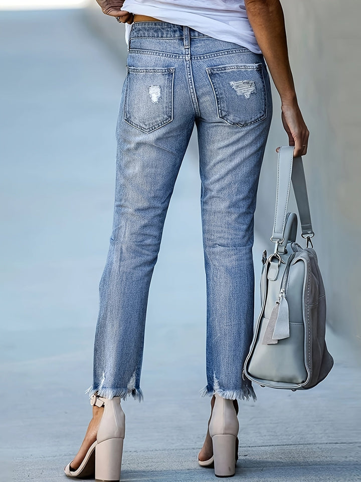 Levoire | Jeans Déchirés Tendance À Taille Haute Et Jambes Droites