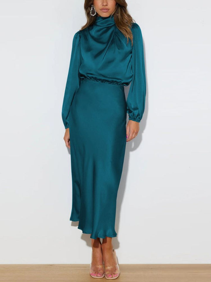 Levoire | Robe En Velours À Manches Longues Pour Femmes Bleu foncé
