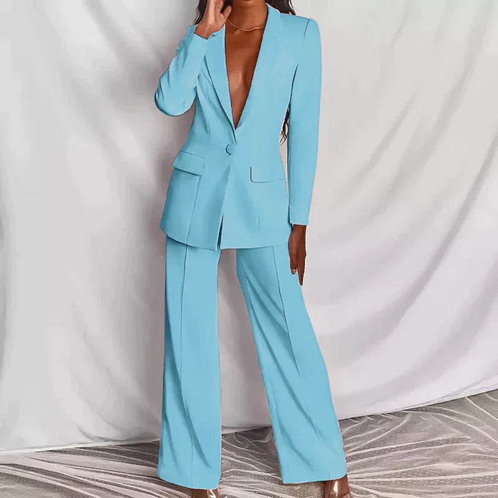 Levoire | Élégant Costume Pour Femmes Avec Blazer Et Pantalons Bleu clair