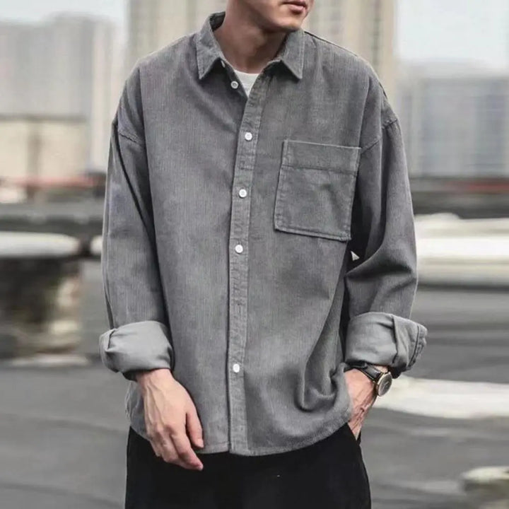 Levoire | Veste En Cord Avec Boutons Pour Hommes Gris