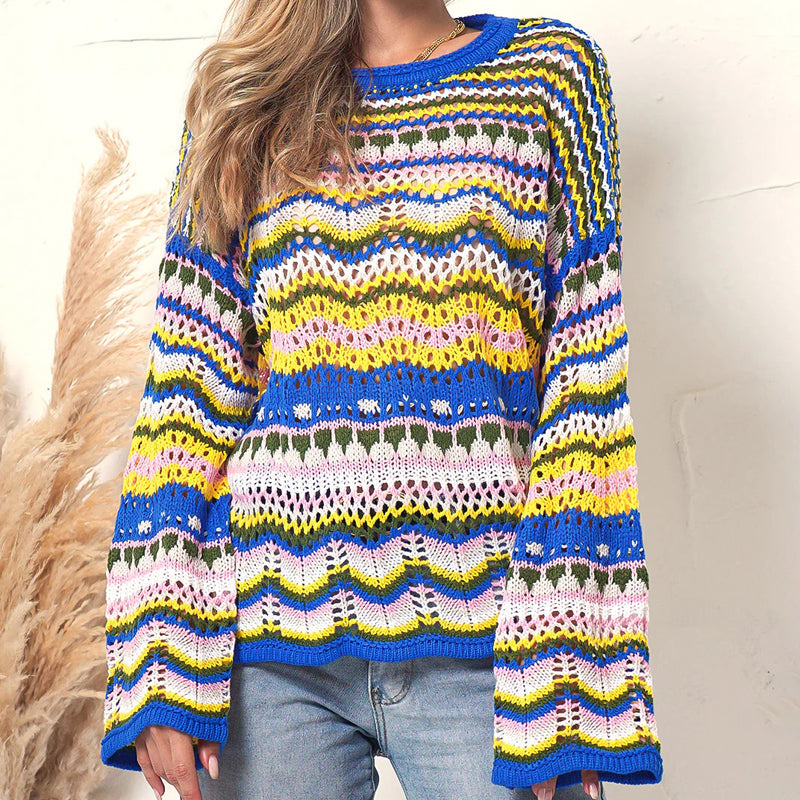 Levoire | En Tricot Rayé Colorées Bleu