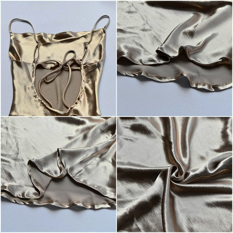 Levoire | Robe Longue Sans Dos À Bretelles Spaghetti En Satin