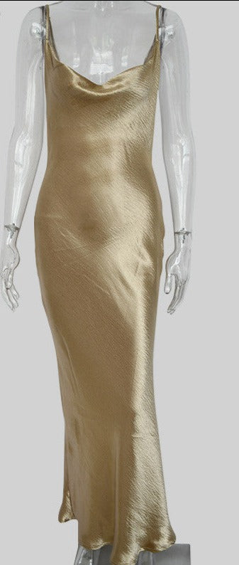 Levoire | Robe Longue Sans Dos À Bretelles Spaghetti En Satin