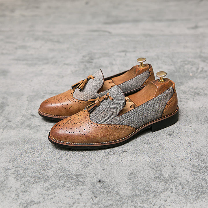 Levoire | Mocassin En Tweed Avec Pompons Et Coutures