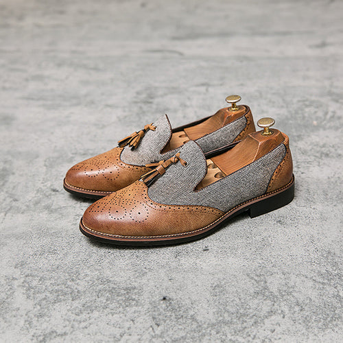 Levoire | Mocassin En Tweed Avec Pompons Et Coutures