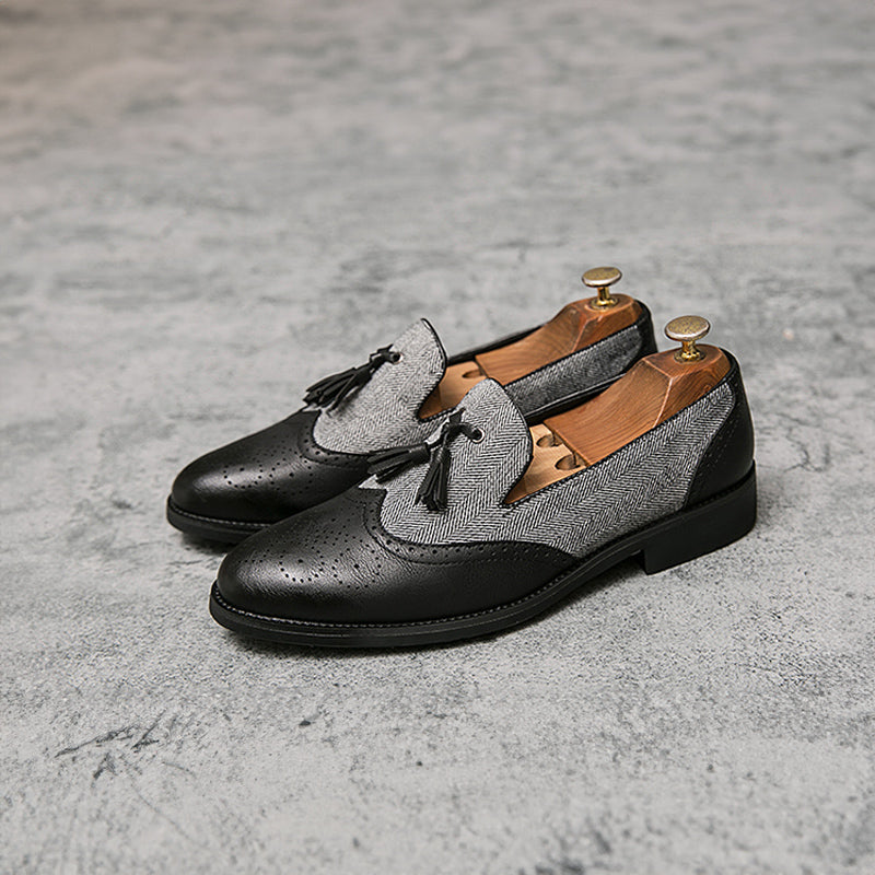 Levoire | Mocassin En Tweed Avec Pompons Et Coutures