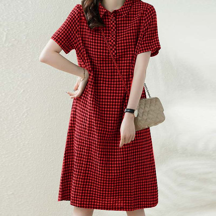 Levoire | Robe À Carreaux Avec Col Et Fermeture À Boutons Rot