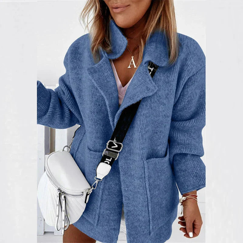 Levoire | Veste En Tricot À Col Ouvert Pour Femmes Bleu