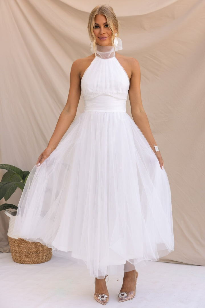 Levoire | Robe De Soirée Sans Manches Pour Femmes Blanc