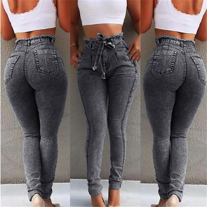 Levoire | taille haute slim ceinture GRIS