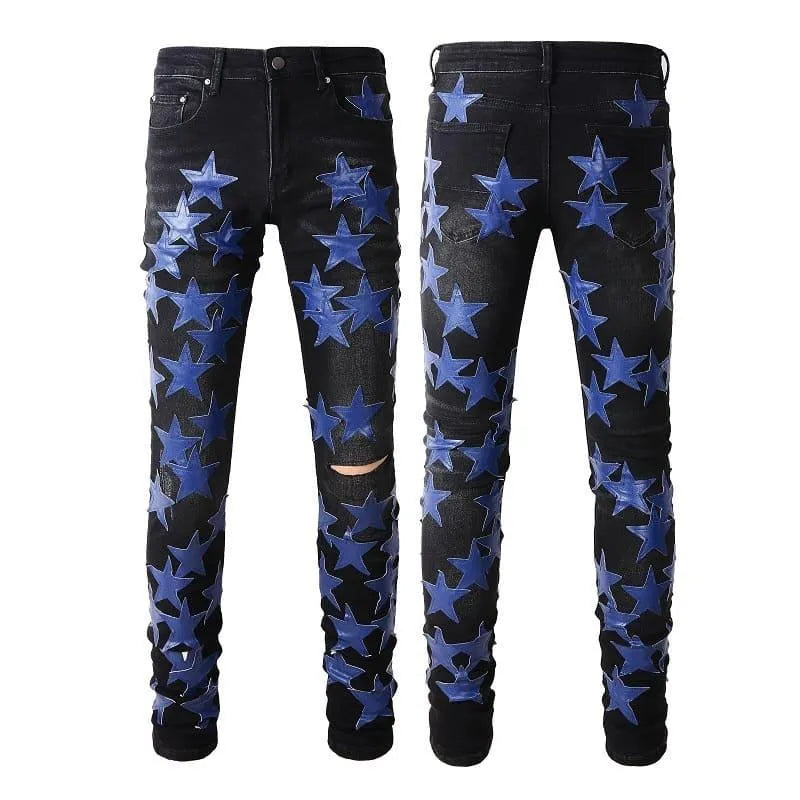 Levoire | Pantalons étoilés noirs pour hommes